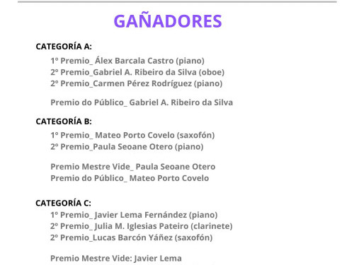 Gañadores do VII Concurso Mestre Vide